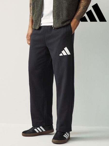 adidas Black Essentials Wide Leg 3 Bar Logo Joggers (AH5815) | £38