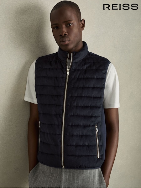 Reiss Navy Field Brushed Jersey Quilted Gilet (AH6337) | £148