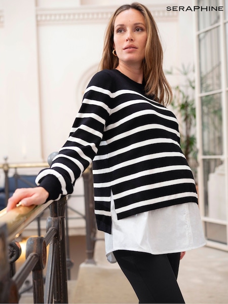 Seraphine Maternity Knit Black Cardigan with Patch Pockets (AH6385) | £65