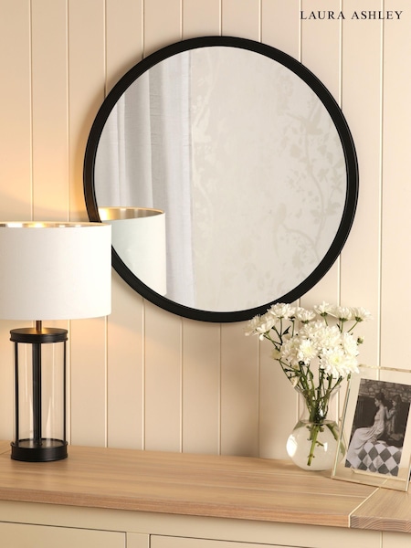 Laura Ashley Black Harrington Polished Nickel Mirror (AH6402) | £170