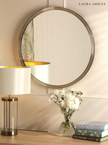 Laura Ashley Antique Brass Harrington Polished Nickel Mirror (AH6403) | £175