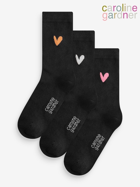Caroline Gardner Blue Signature Heart Crew Socks (AH6483) | £14