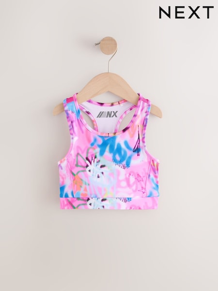 Blush Pink Graffiti Sports Crop Top (5-16yrs) (AH6562) | £8.50 - £13.50