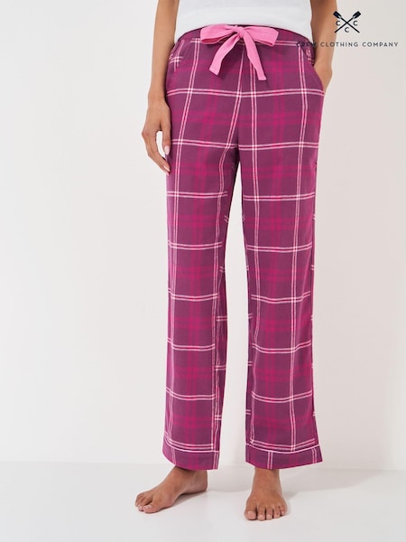 Crew Clothing Company Red 100% Cotton Brushed Flannel Checked Lounge Trousers (AH6572) | £39