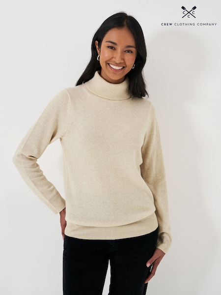 Crew Clothing Natural Merino Cashmere Blend Roll Neck Jumper (AH6602) | £89