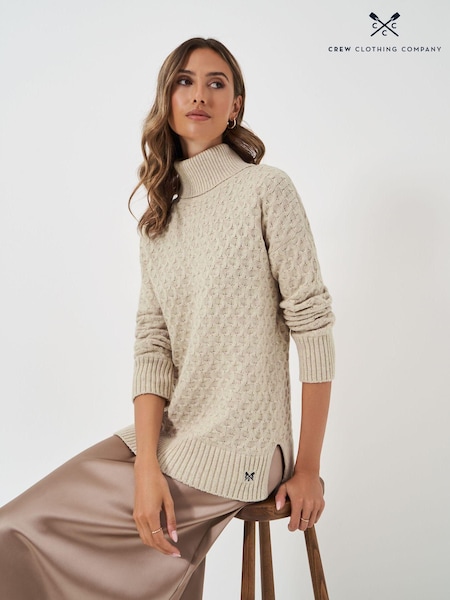 Crew Clothing Company Natural Roll Neck Textured Jumper (AH6622) | £75