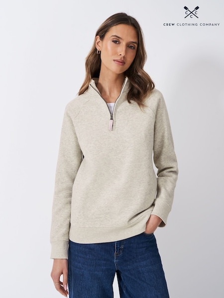 Crew Clothing Company Natural Half Zip Sweatshirt (AH6623) | £59