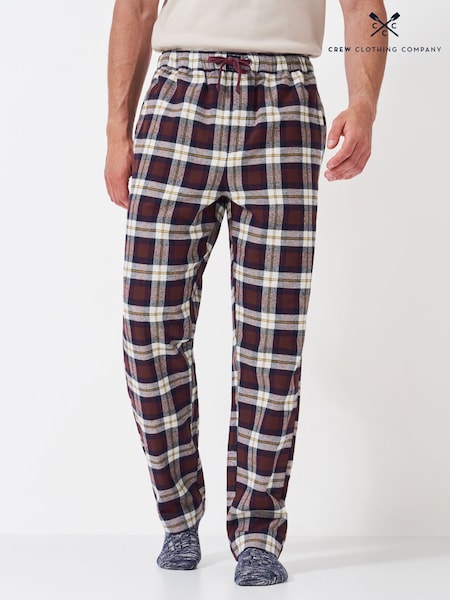 Crew Clothing Red Flannel Lounge 100% Cotton Trousers (AH6656) | £49