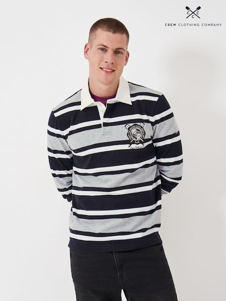 Crew Clothing White Stripe Rugby White 100% Cotton Shirt (AH6672) | £69