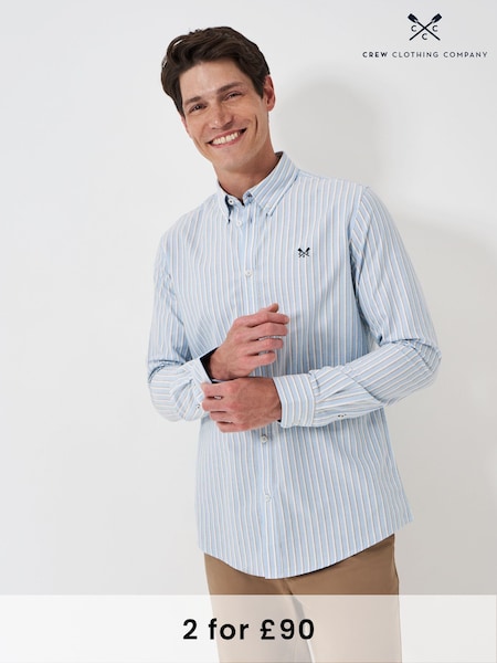 Crew Clothing Blue Light Slim Fit Stripe 100% Cotton Oxford Shirt (AH6693) | £59