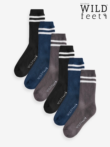 Wild Feet Black Thermal Boot Socks  6 Pack (AH6799) | £16
