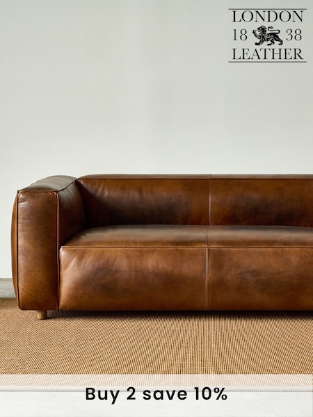 London Leather Classic Cognac Metro 2 Seater Sofa (AH6872) | £1,500