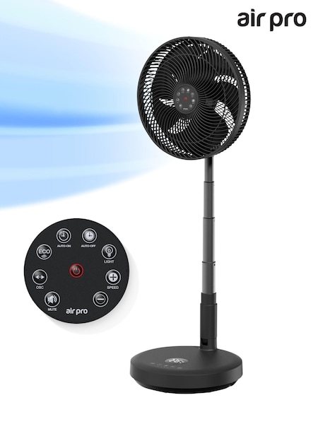 Air Pro Black 13.5 Oscillating Pedestal Fan With Remote Control (AH7015) | £120