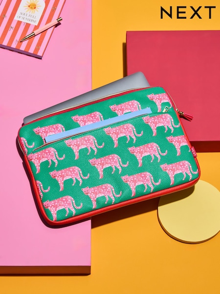 Green/Pink Mediterranean Print Laptop Sleeve (AH7117) | £16