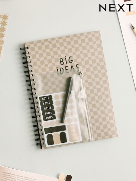 Natural A4 Project Notebook with Stickers and Pen (AH7119) | £10