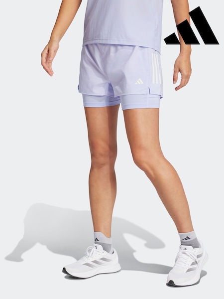 adidas Purple Own The Run 3 Stripe Shorts (AH8139) | £35