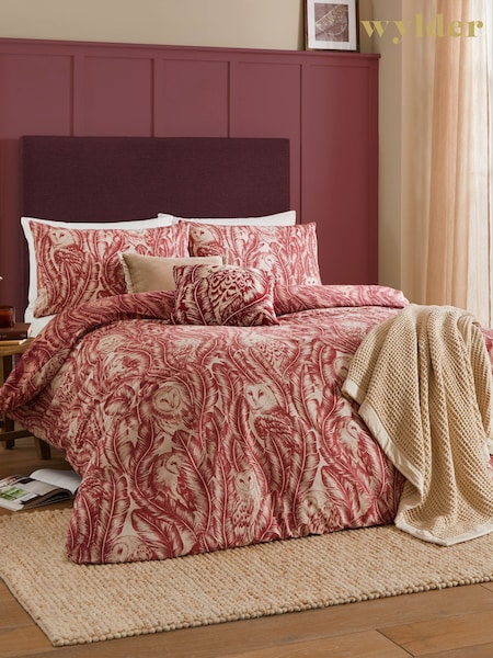 Wylder Red Wood Albus Owl Reversible Duvet Cover Set (AH8174) | £26 - £46