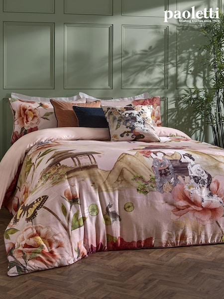 Paoletti Blush Geisha 100% Cotton Sateen Duvet Cover Set (AH8178) | £58 - £70