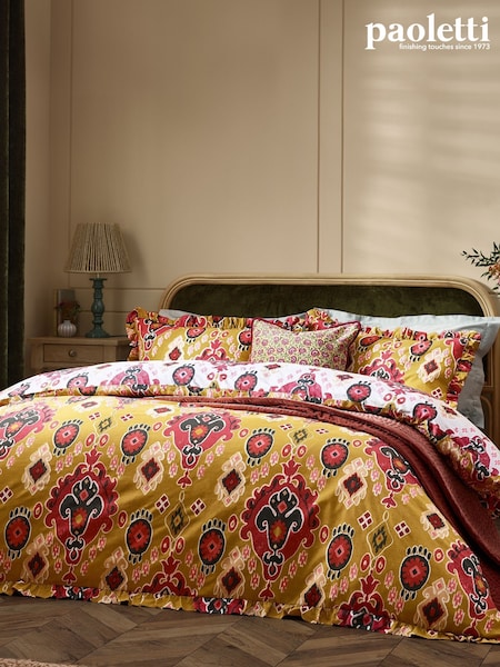 Paoletti Amber 1973 Dawson Ikat Ruffle Duvet Cover Set (AH8179) | £26 - £46