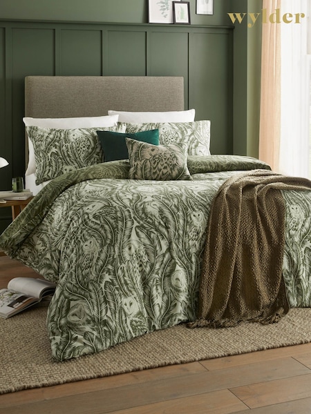 Wylder Forest Green Albus Owl Reversible Duvet Cover Set (AH8185) | £26 - £46