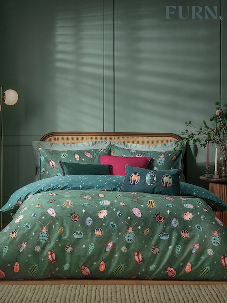 Furn Green Beetalis Jewel Insect Duvet Cover Set (AH8190) | £19 - £36