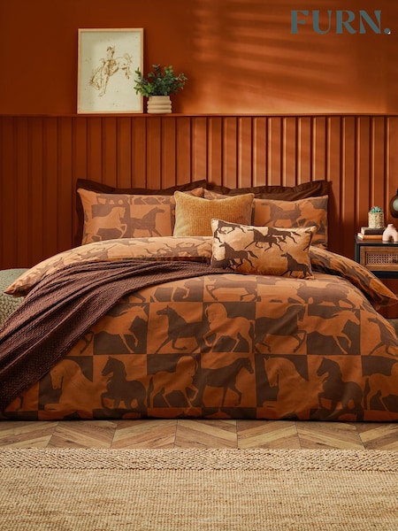 Furn Tan Herve Wild Horse Duvet Cover Set (AH8195) | £19 - £36