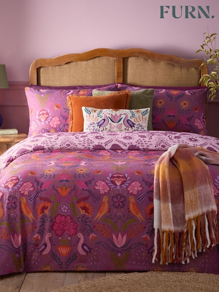 Furn Damson Broderie Floral Craft Duvet Cover Set (AH8199) | £19 - £36