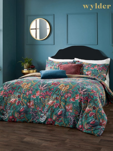 Wylder Lake Blue Viranai Exotic Floral Duvet Cover Set (AH8204) | £26 - £46