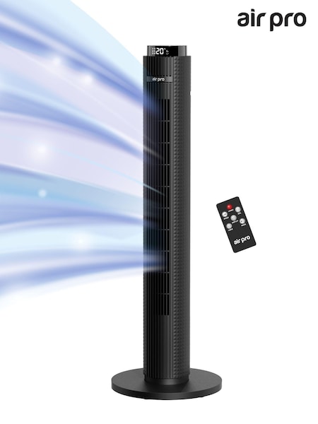 Air Pro Black Smart 38 Tower Oscillating Bladeless Fan with Remote (AH8205) | £75