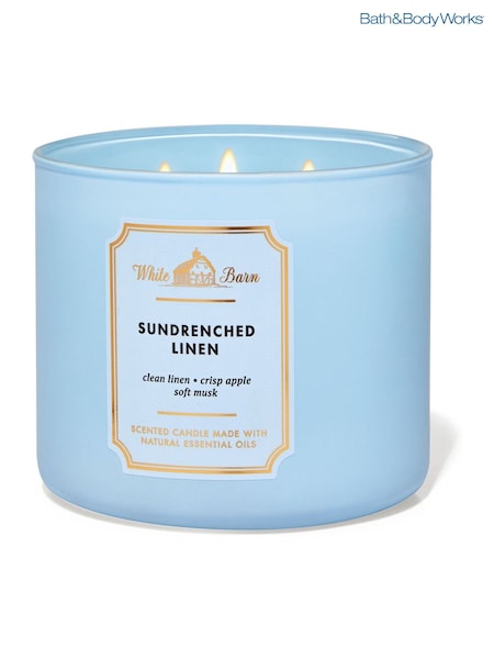 Bath & Body Works SunDrenched Linen 3-Wick Candle 14.5 oz / 411 g (AH8854) | £29.50