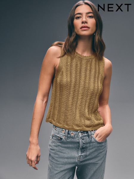 Gold Stitch Detail Sparkle Tank (AH9219) | £36