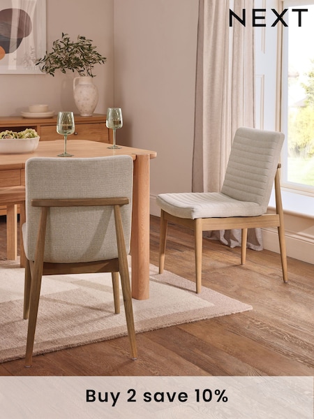 Set of 2 Tweedy Plain Light Natural Atlas Light Wood Leg Dining Chairs (AH9302) | £360