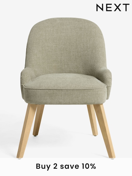 Set of 2 Brushed Weave Olive Green Hensley Oak Effect Leg Dining Chairs (AH9310) | £340