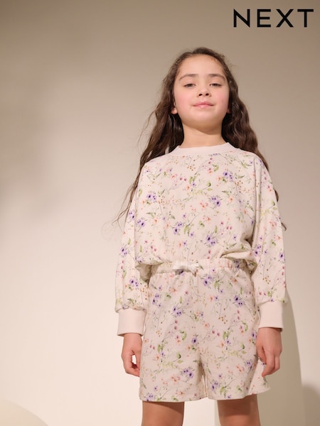 White Floral Print Jersey Shorts (3-16yrs) (AH9433) | £8 - £13