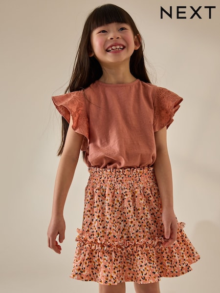 Orange Floral Textured Frill Skirt (3-16yrs) (AH9468) | £10 - £15