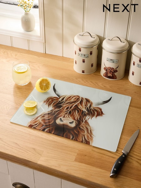 Natural Hamish The Highland Cow Glass Worktop Saver (AH9505) | £16
