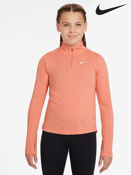 Nike Apricot Orange Dri-FIT Long Sleeve Half Zip Top (AH9632) | £35