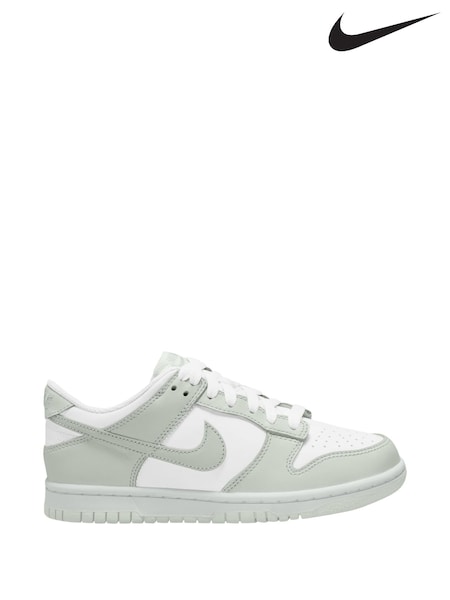 Nike White/Silver Grey Youth Dunk Low Trainers (AH9649) | £70