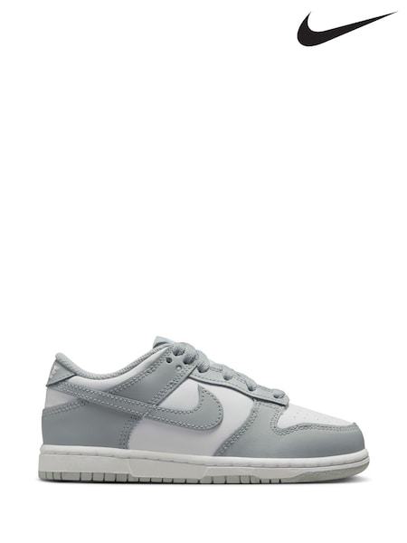 Nike Smoke Grey/White Junior Dunk Low Shoes (AH9659) | £55