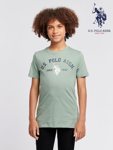 U.S. Polo Assn Green U.S. Polo Assn. Boys Blue Signature Arch Print 100% Cotton T-Shirt (AH9678) | £20 - £24