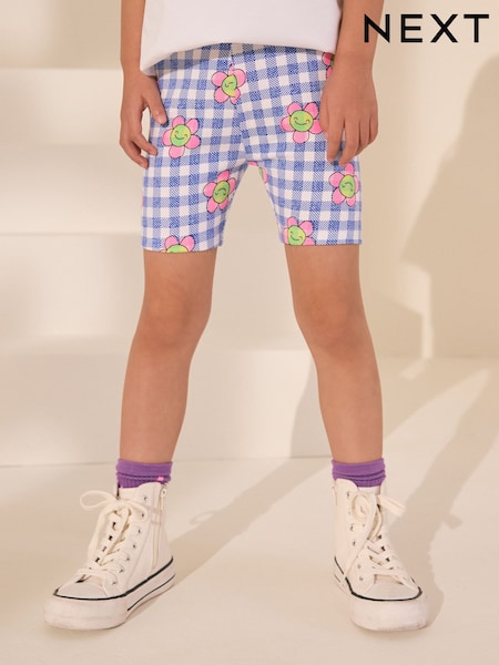 Blue Gingham Flower Cycle Shorts (3-16yrs) (AH9726) | £4 - £6