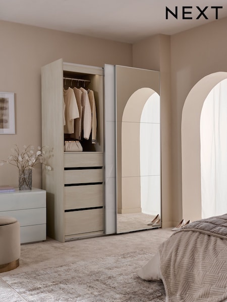 White Sloane Glass 1.5m Sliding Wardrobe (AH9757) | £1,299