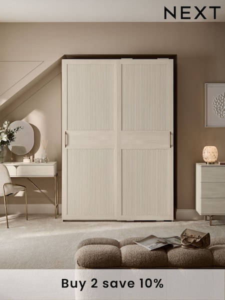 White Evie Statement Oak Effect 1.5m Sliding Wardrobe (AH9761) | £1,250