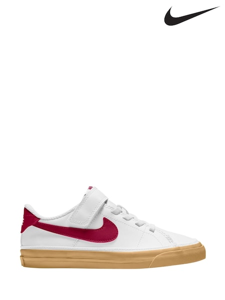 Nike White/Burgundy Team Red Junior Court Legacy Trainers (AH9783) | £38