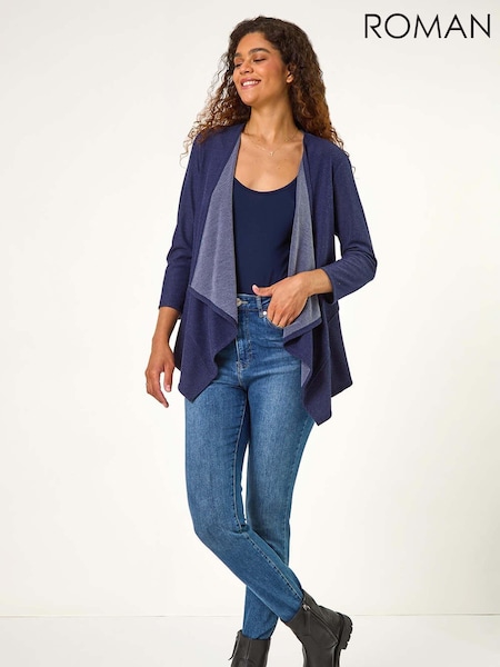 Roman Blue Stretch Waterfall Knit Cardigan (AH9843) | £35