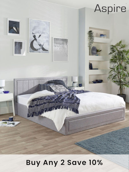 Aspire Furniture Grey Cotswold End Lift Ottoman Storage Bed (AH9861) | £315 - £375