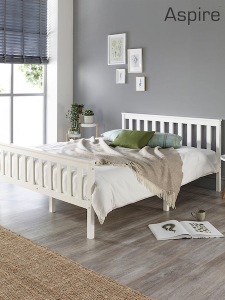 Aspire Furniture White Atlantic Wooden Bed (AH9871) | £115 - £220