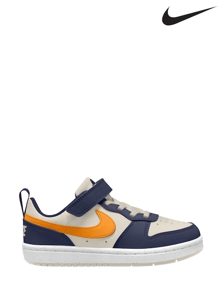 Nike Navy Blue Natural Orange Junior Court Borough Low Recraft Trainers (AH9924) | £38