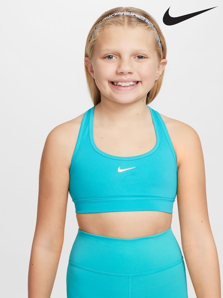 Nike Cactus Blue Dri-FIT Swoosh Support Bra (AH9936) | £23