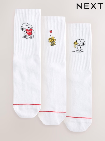Snoopy Ribbed Sport Ankle Socks 3 Pack With Arch Support (AJ0028) | £12